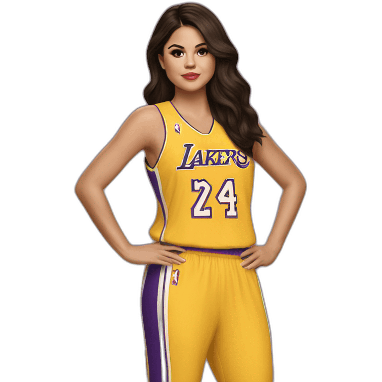 selena gomez with yellow lakers jersey emoji