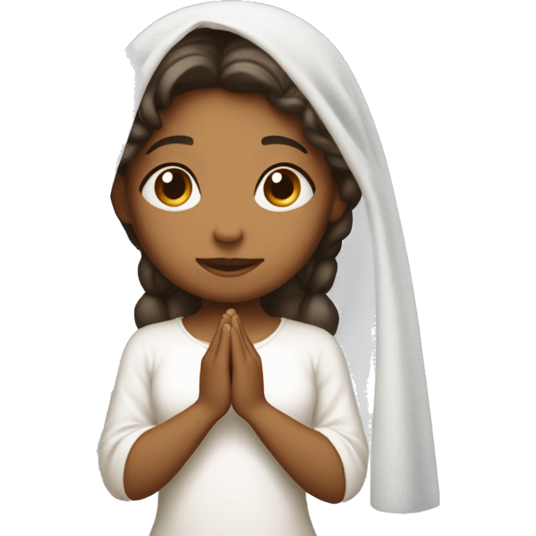 Caramel skin Girl praying for with white veil  emoji