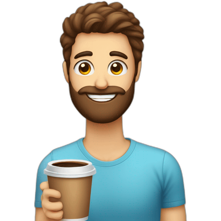 homem com barba segurando um copo café emoji