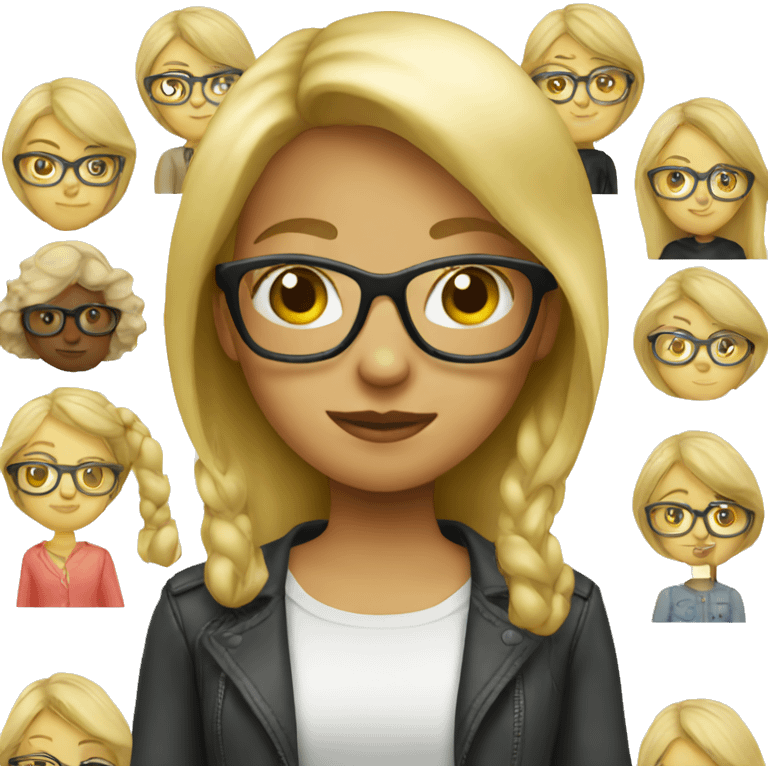 Blonde girl standing with glasses emoji