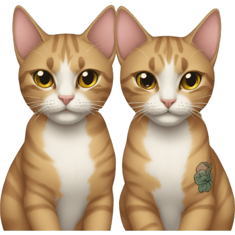 two cats with lucky 13 tattoos emoji