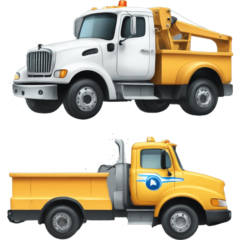 tow truck flatbed with white cowboy hat on cab emoji