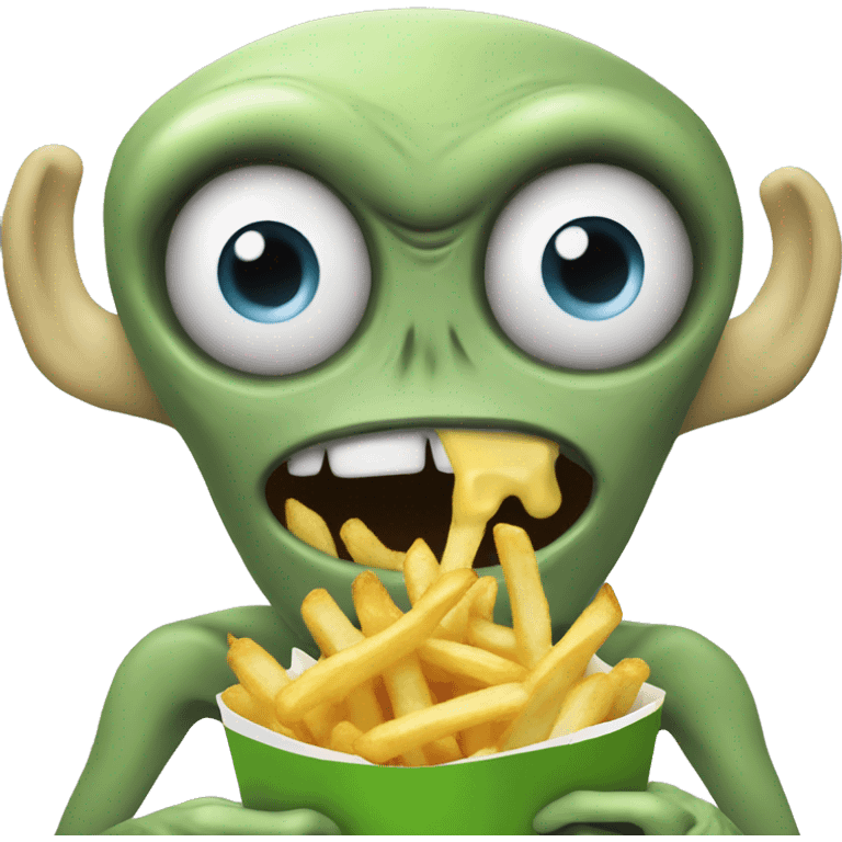 alien eating fries emoji