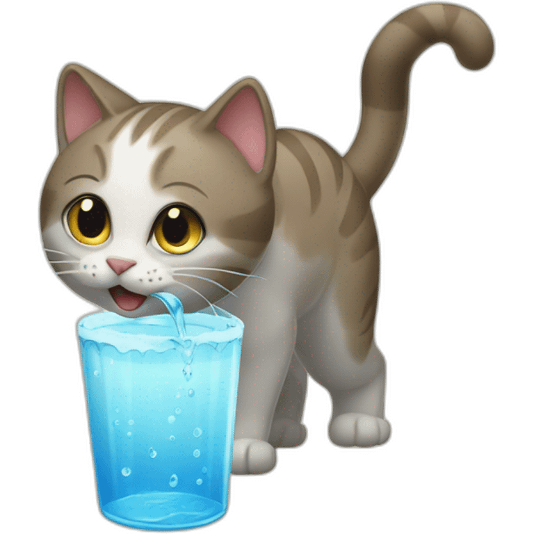 Cat with water being poured on it emoji