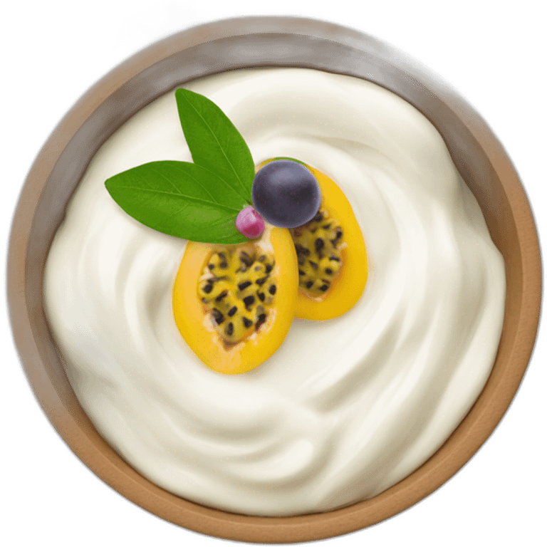 yoghurt bowl with passionfruit on top emoji