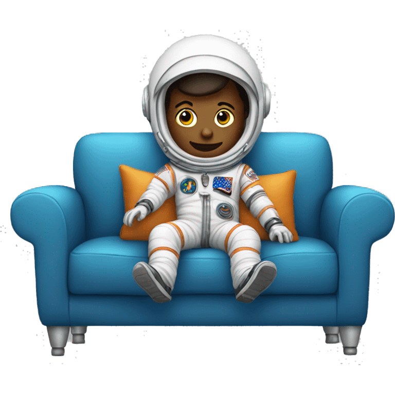 a boy with a astronaut sitting on a couch emoji