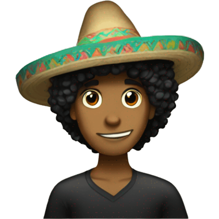 curly black hair surfer with a sombrero  emoji