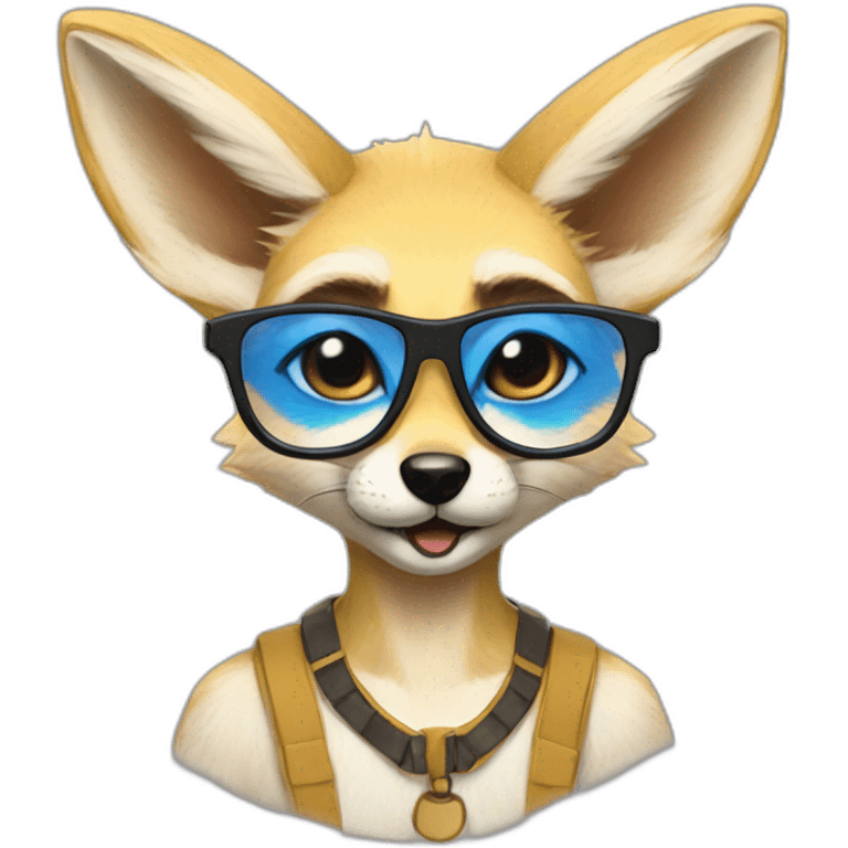 anthro fennec with glasses and mohawk haircut emoji