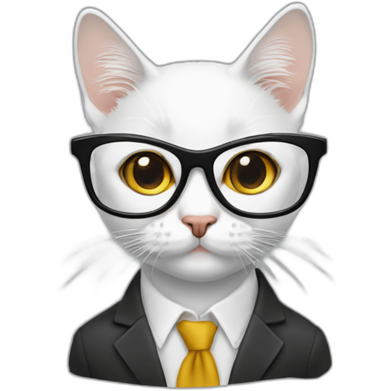 Gato branco com oculos emoji