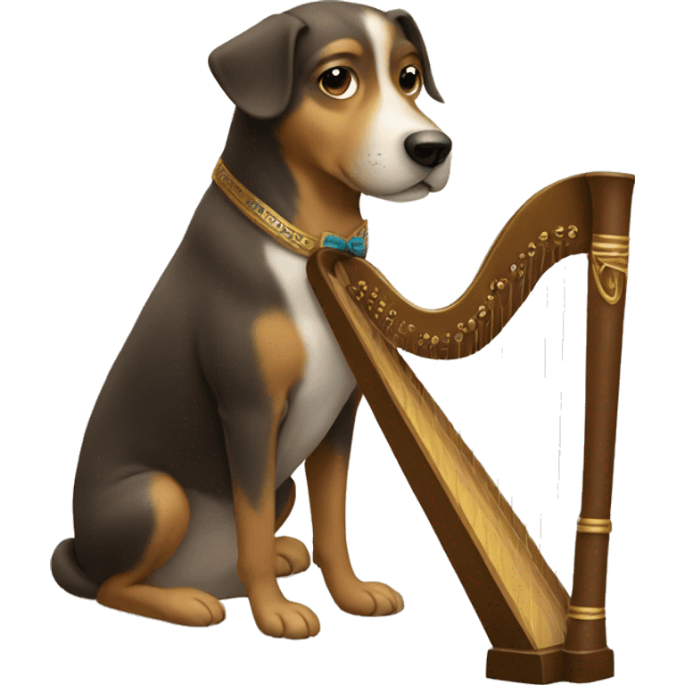 Dog playing harp emoji