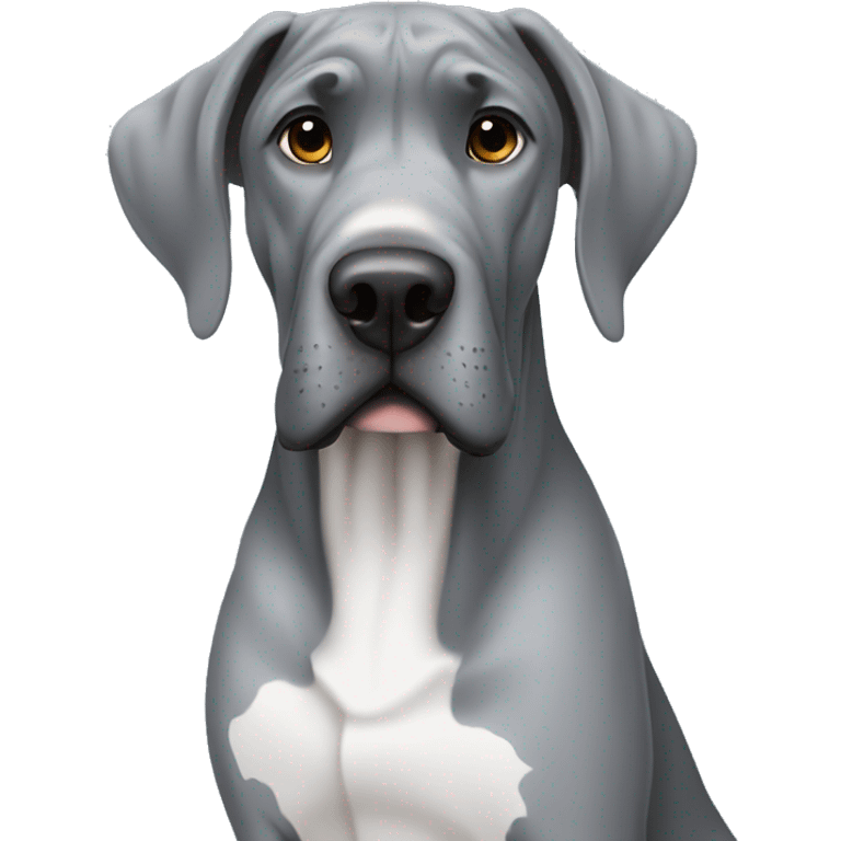 A Great Dane that is gray with a hint of blue sitting emoji