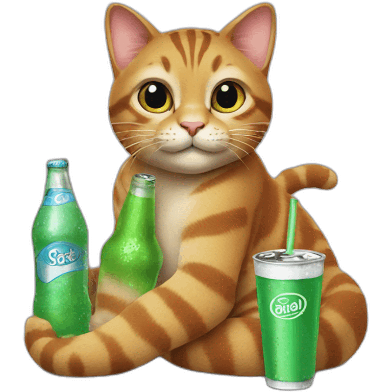 A cat with a soda on a tortue emoji