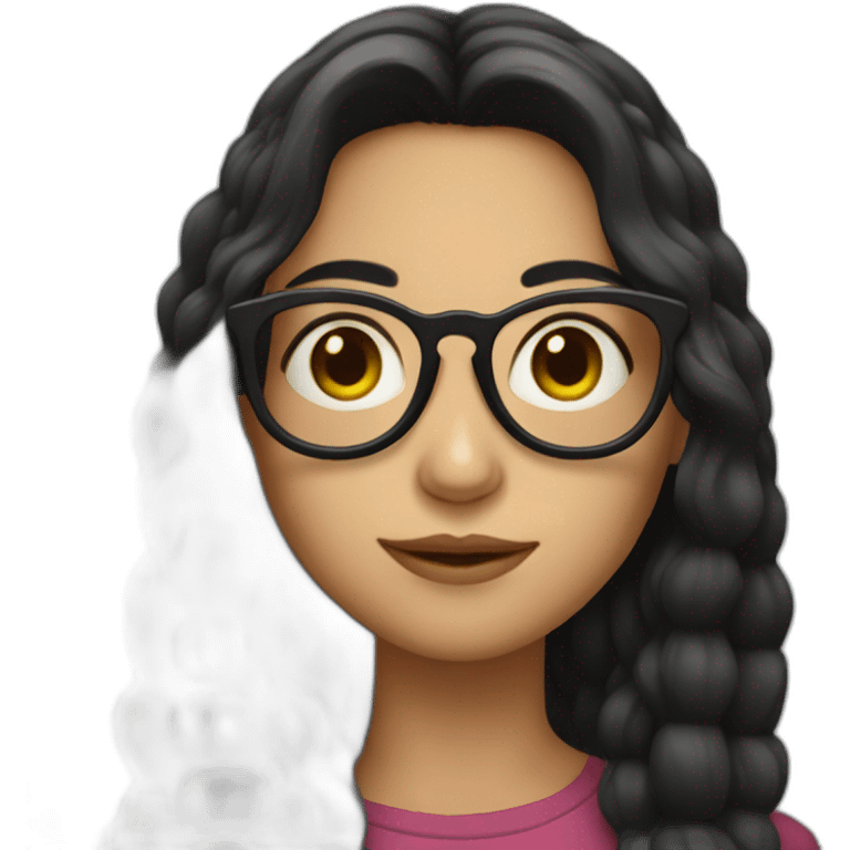 long dark hair girl with glases emoji