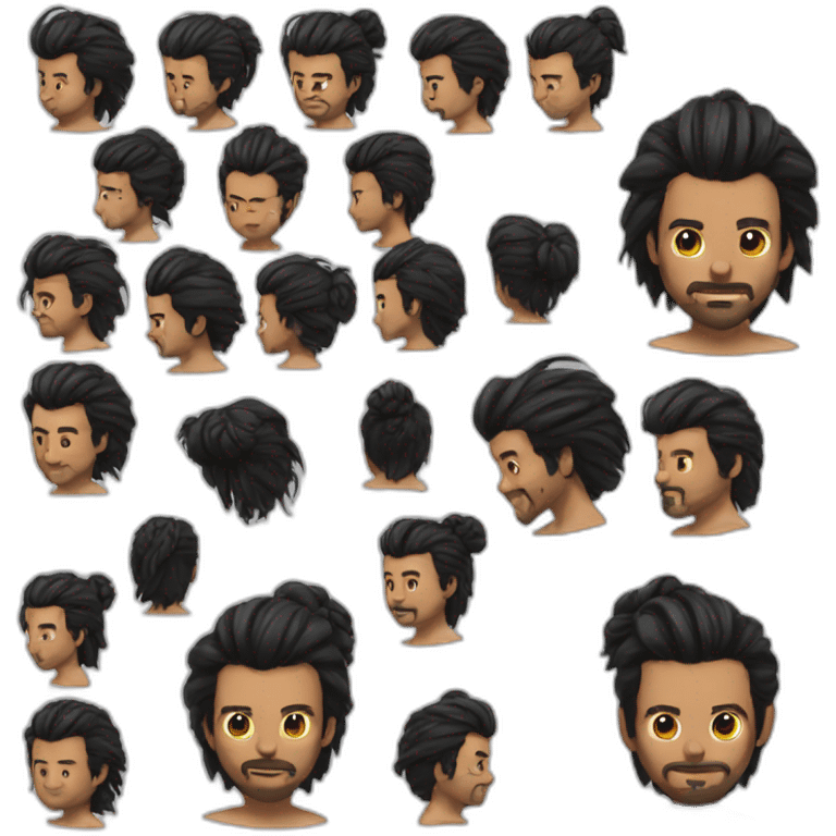 manbun black hair long bear emoji