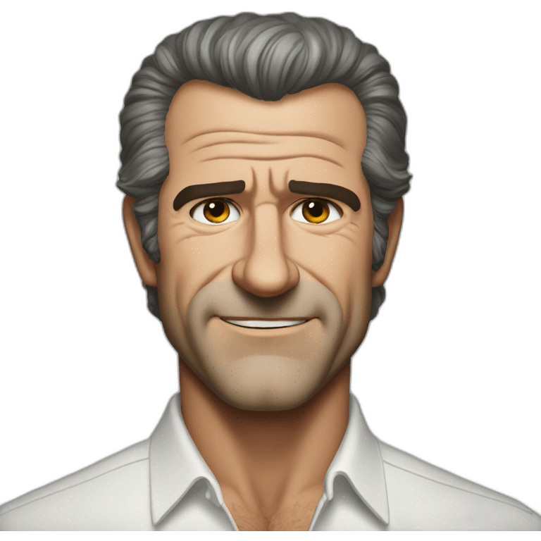 Mel Gibson portrait without smile emoji