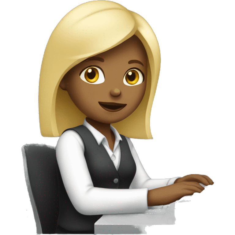 blond girl working in a computer emoji