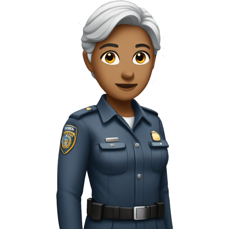 Security guard, woman, gray hair, light brown skin,   emoji