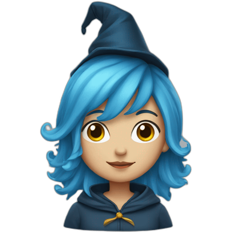 girl with blue hair and wizard hat emoji