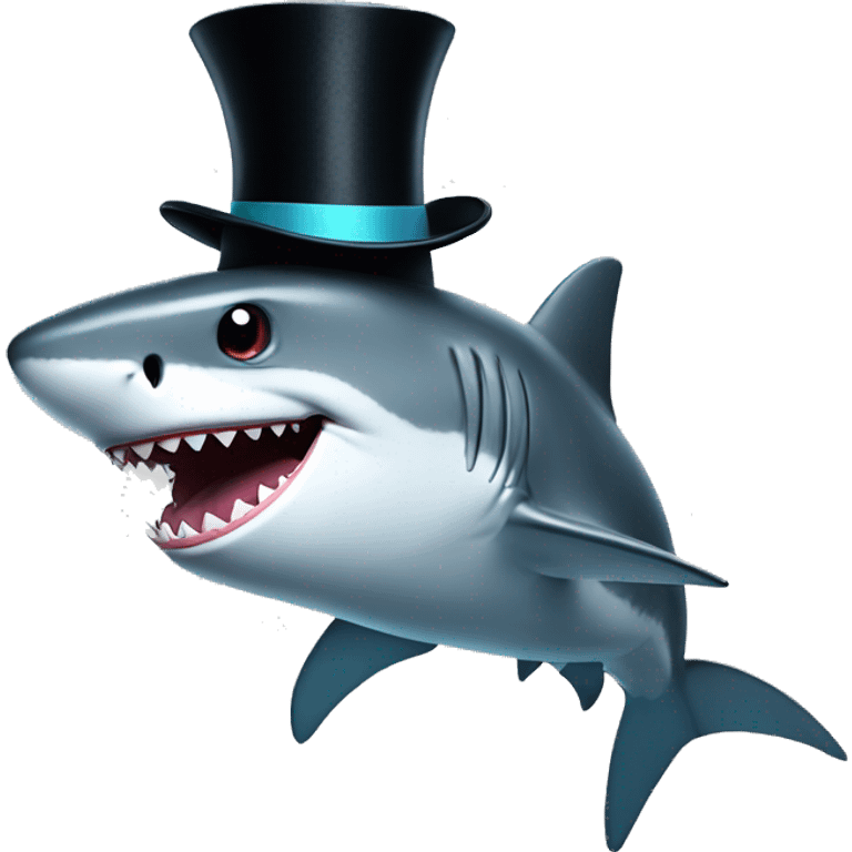 Shark with a top hat emoji