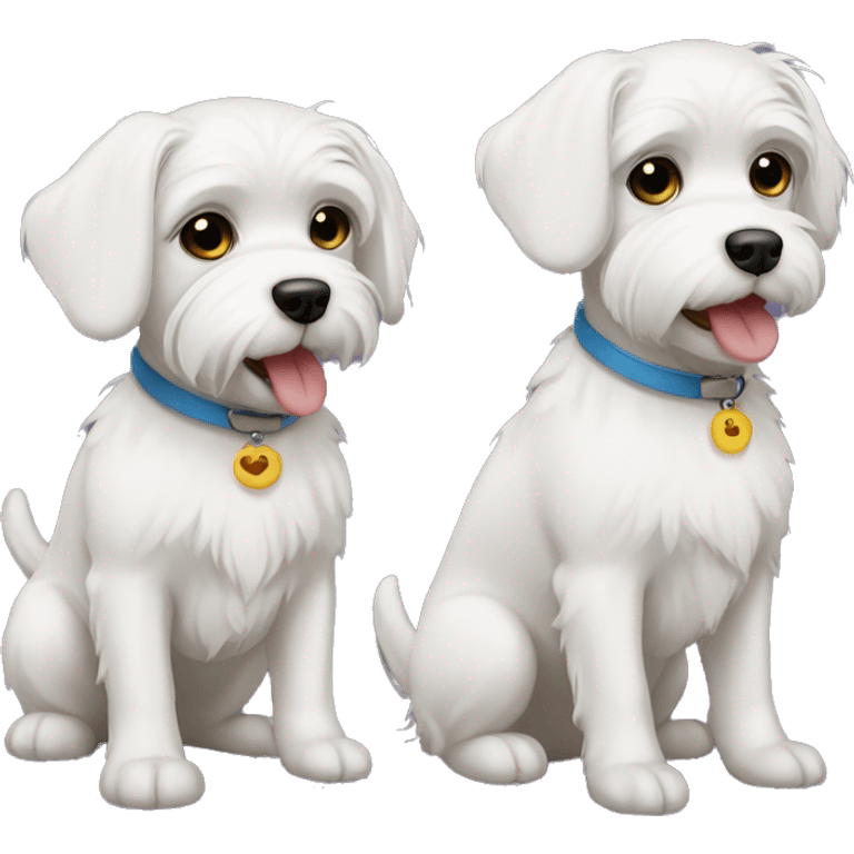 Two dog maltese boy and girl emoji