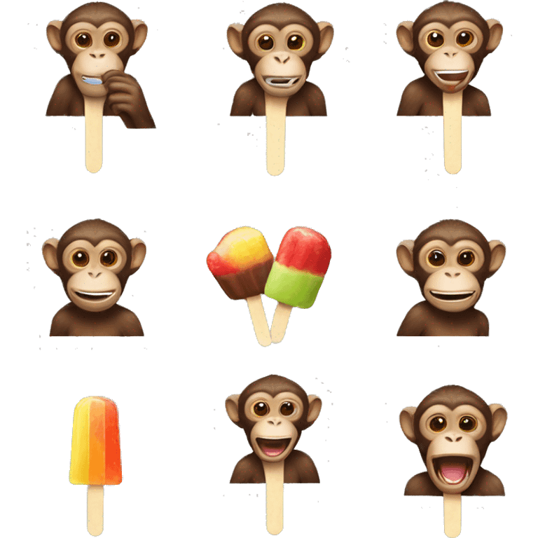 Monkeys eating popsicles  emoji