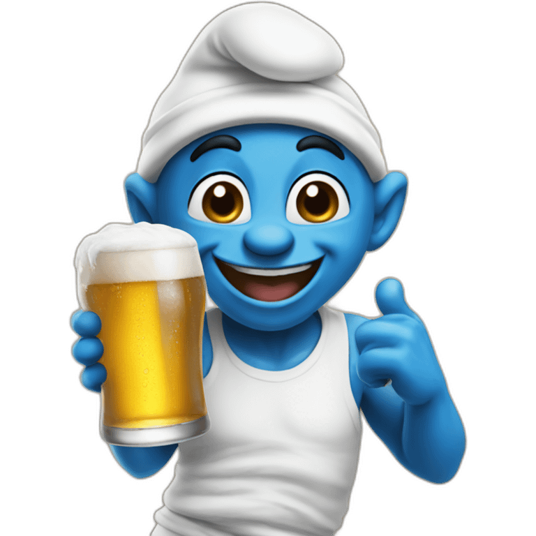 Happy Smurf meme with 2 beers emoji