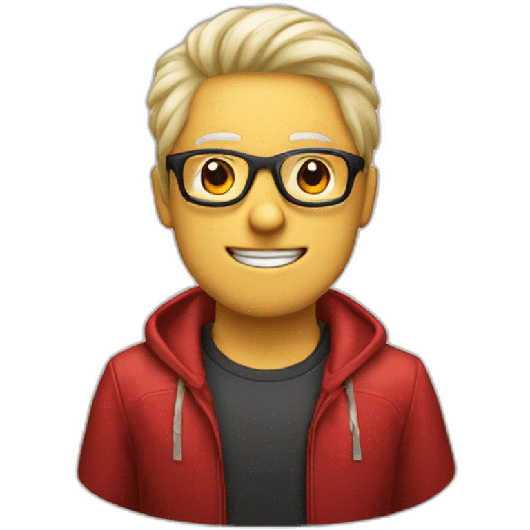 Hombre blanco pelo canoso gafas rojas emoji