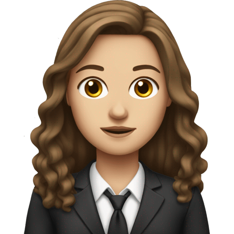 White girl with Long brown hair lawyer emoji