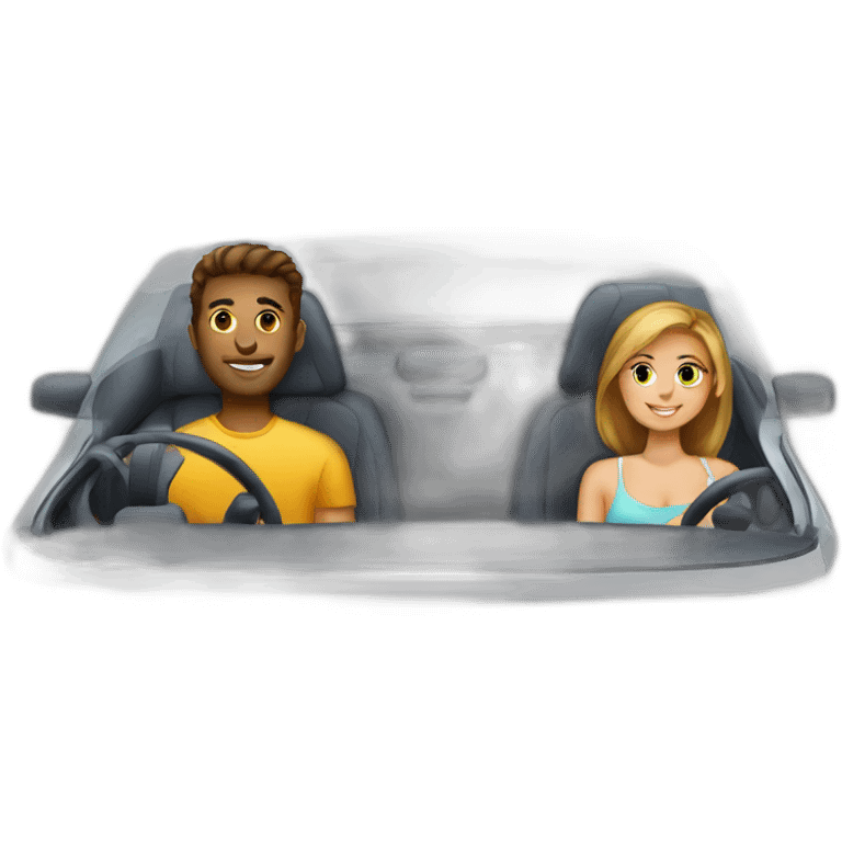 boyfriend girlfriend on long drive in car  emoji