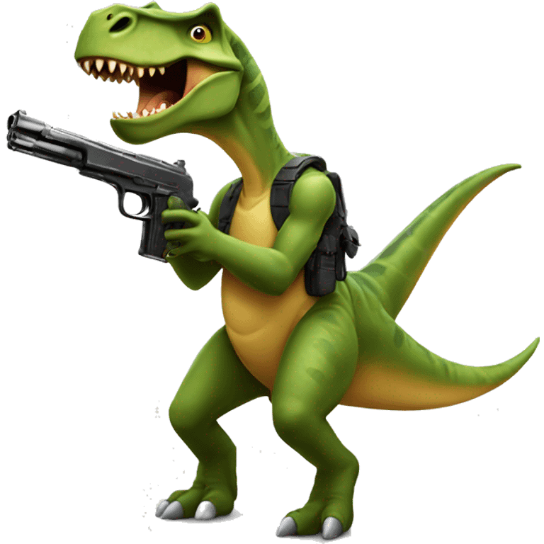 A dinosaur with a gun emoji