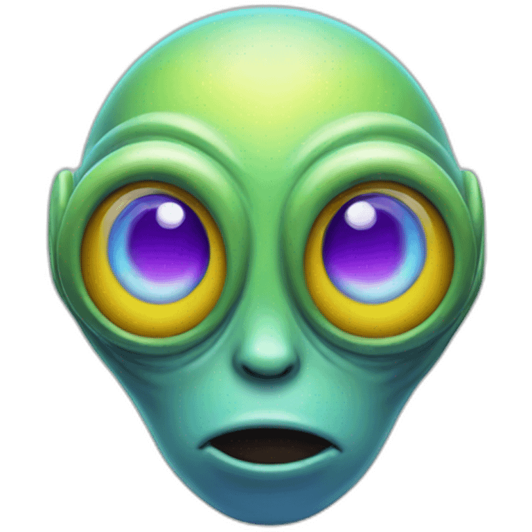 An alien with four eyes. A big yellow head with red, purple and light blue highlights emoji