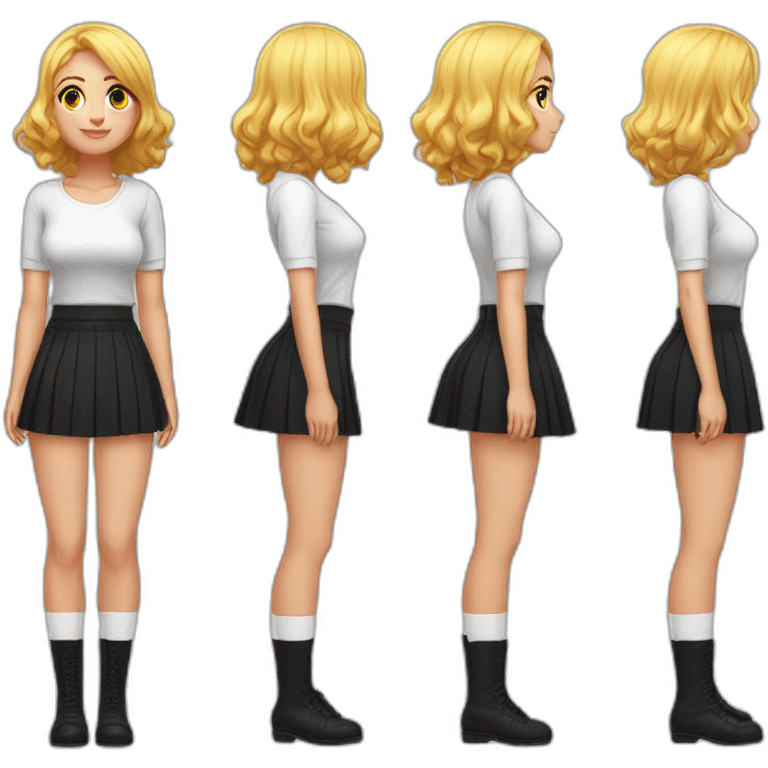 both sides full-body-back-view-curvy-фигуристка-black-skirt white-knickers and long socks emoji