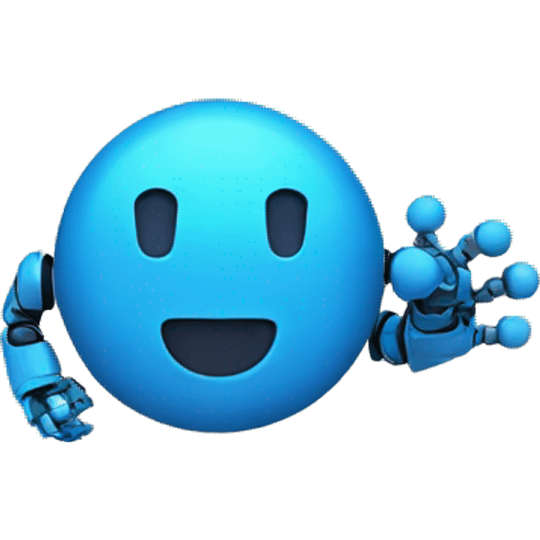 an emoji for the project SOLID, with baground, details in blue, with a robot saying "Solid) emoji