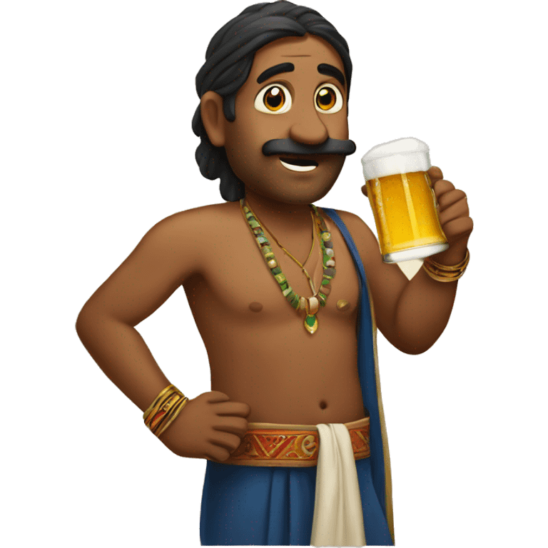 An indian man driking a beer emoji