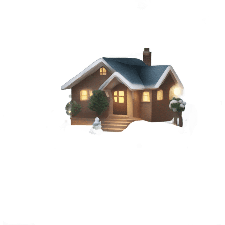  Christmas house with Christmas lights and evergreen trees emoji