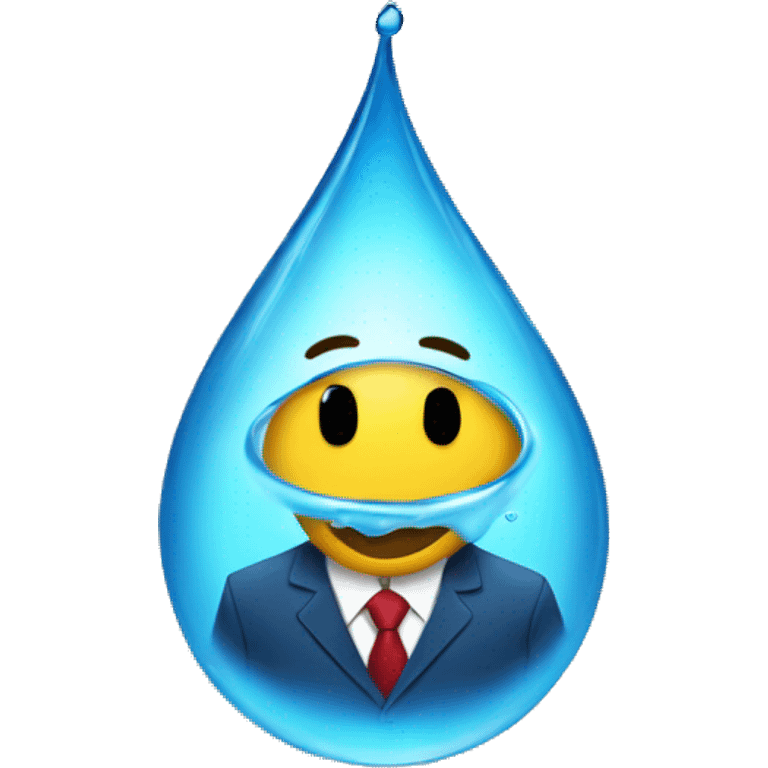 A water drop in a suit emoji