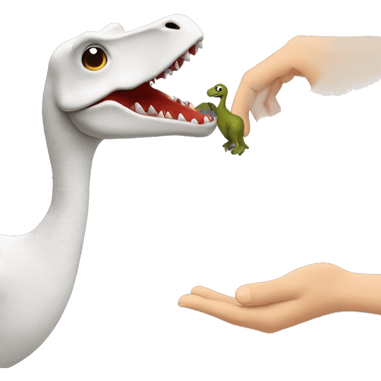 Goose hodin hand with a t-rex emoji