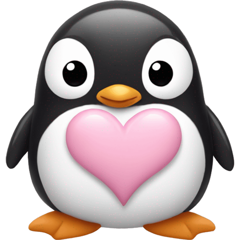 Penguin with light pink hearts emoji