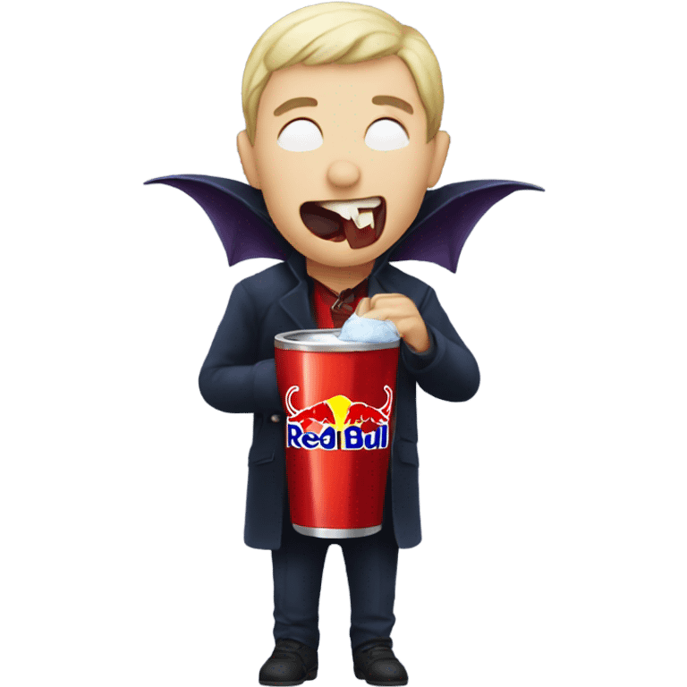 Vampire drinking a red bull emoji