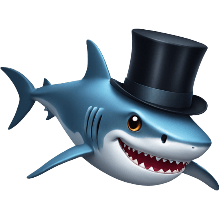 Shark with a top hat emoji