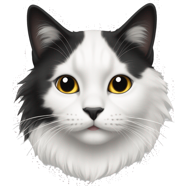 half Black and half white long hair cat with black spot on muzzle emoji