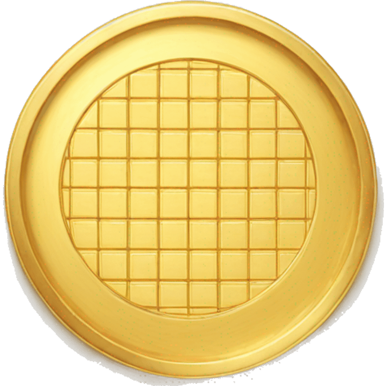 A circle wafer in a small gold plate emoji