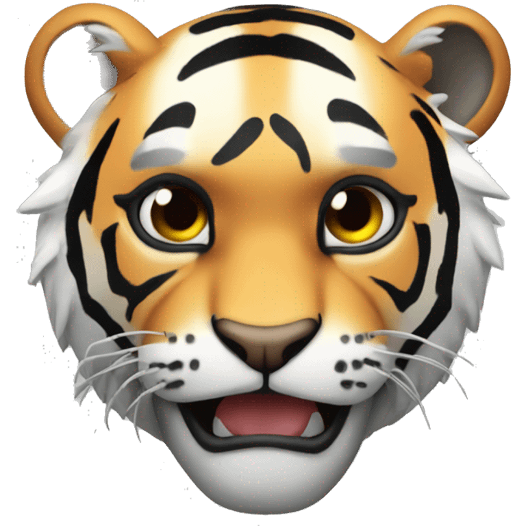 create a emoji tiger is crying style robot  emoji