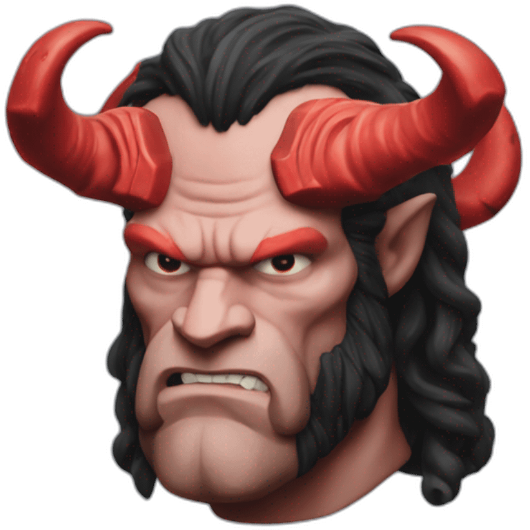 hyper-realistic hellboy with long horn emoji