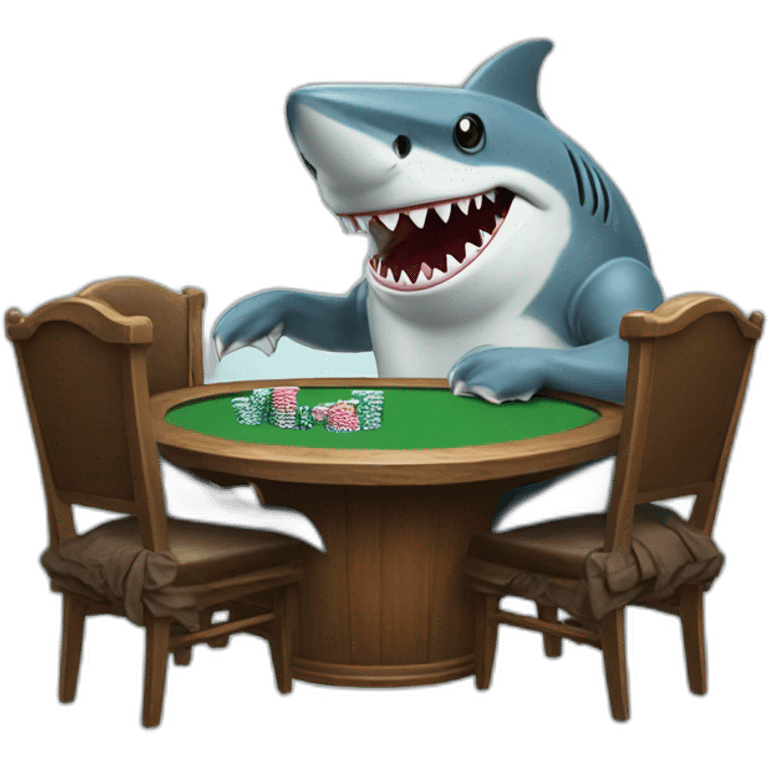 Shark playing poker sat at a table emoji