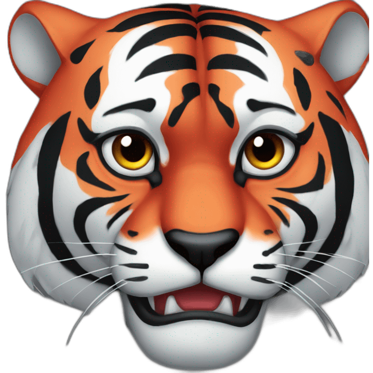 black angry red gloomy tiger emoji