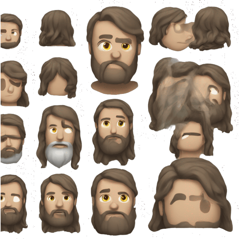 Men have long hair and beard  emoji