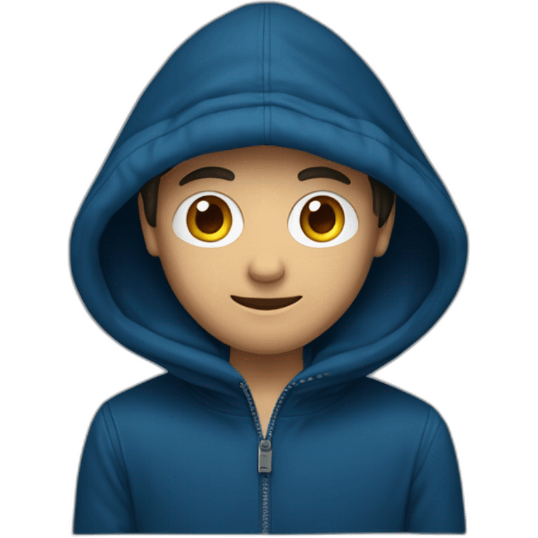 jeune homme avec une cagoule bleu foncé emoji