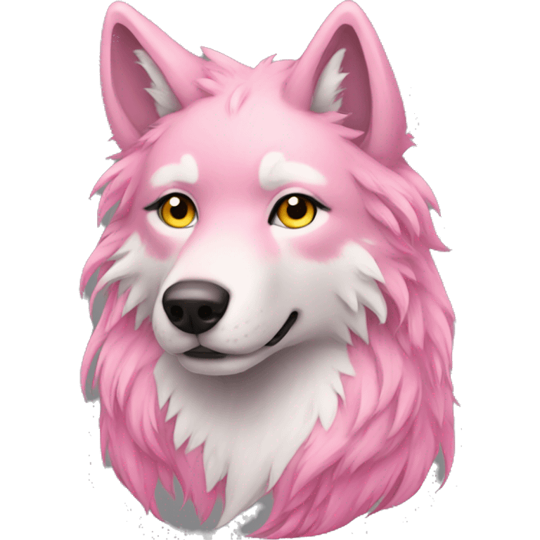 furry pink wolf long hair  emoji