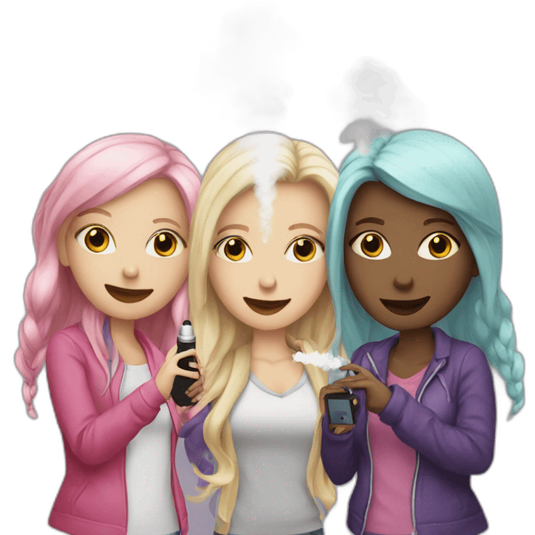 3 white girls thogether who vape emoji